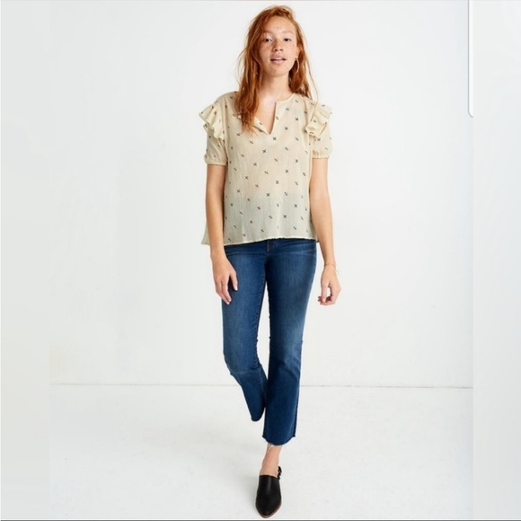 Madewell Cotton Embroidered Popover Blouse - Picture 3 of 7